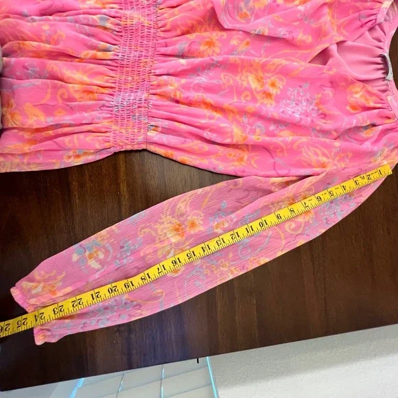 Ramy Brook Pink Long Sleeve Dress Size XS Long Sleeve Smocked Summer Spring - Picture 12 of 12